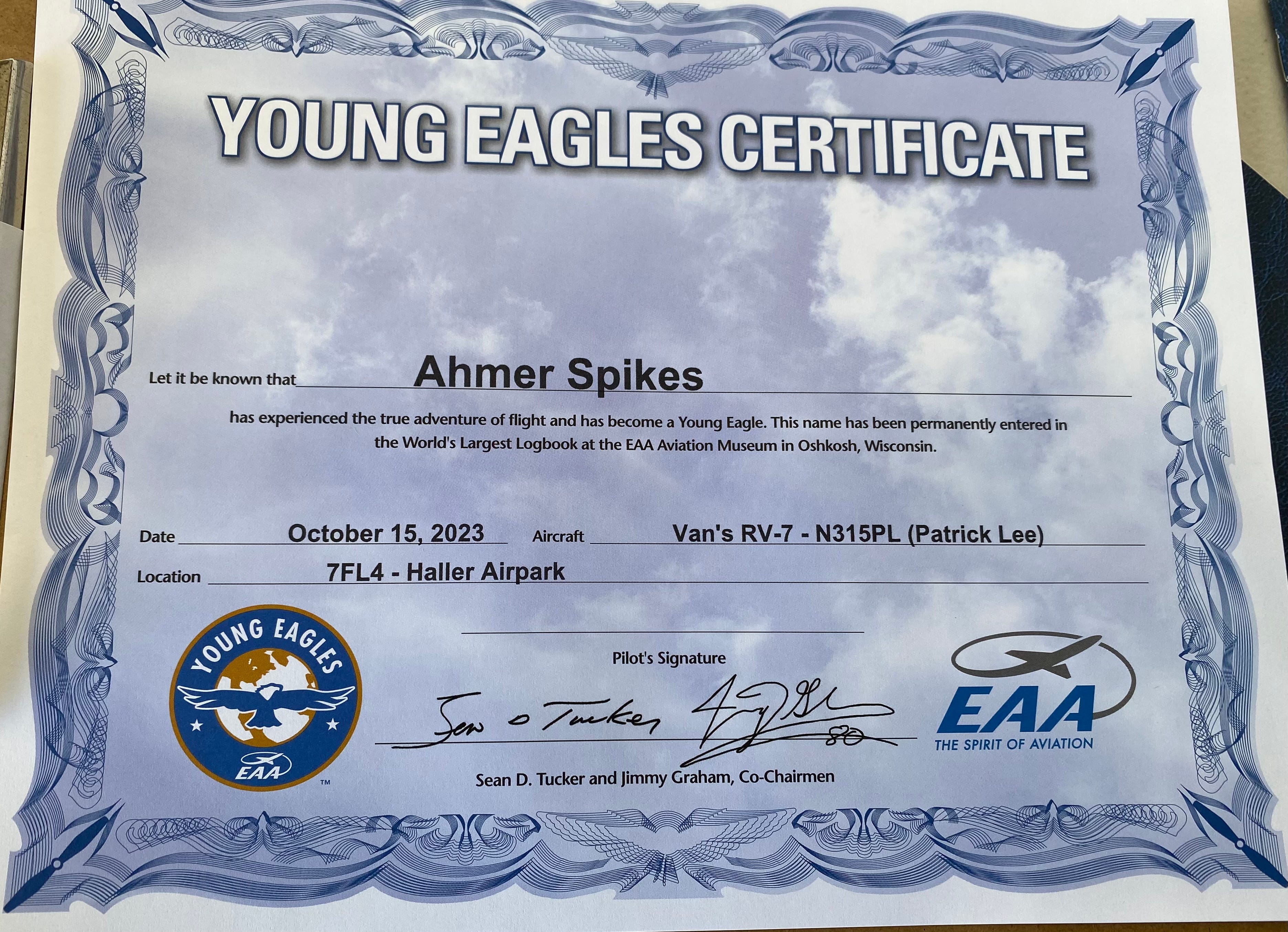 Young Eagles Certificate